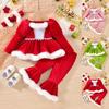 Baby Christmas Set Long Sleeved Dress+pants+headband Three Piece Set