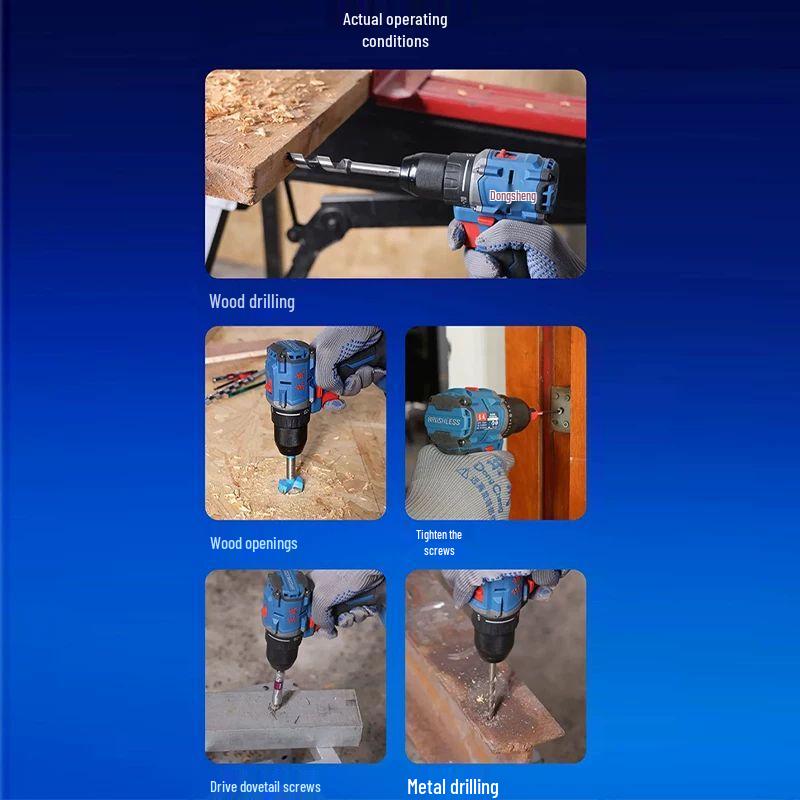 Бесщеточная аккумуляторная дрель-шуруповерт Dongcheng 20V, штепсель CN (адаптер в комплекте)