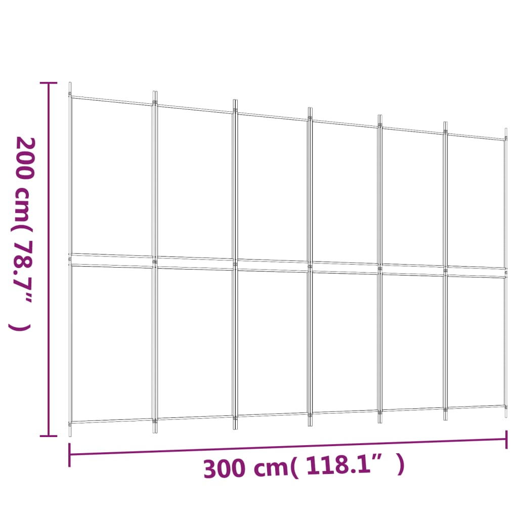 6 Piece Anthracite Folding Screen 300 x 200 cm Fabric
