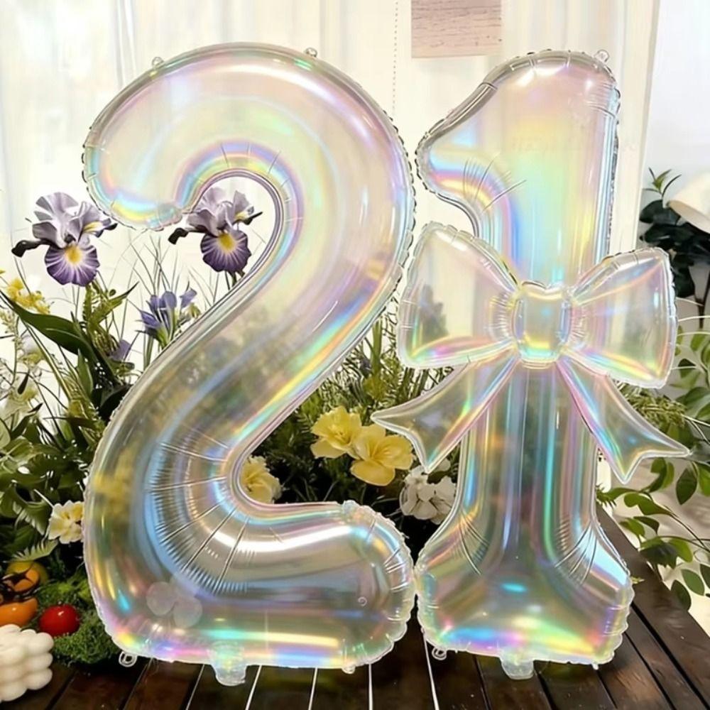 0-9 Number Balloon Decorative Birthday Party Balloon Bowknot Balloon Photo Props Anniversary