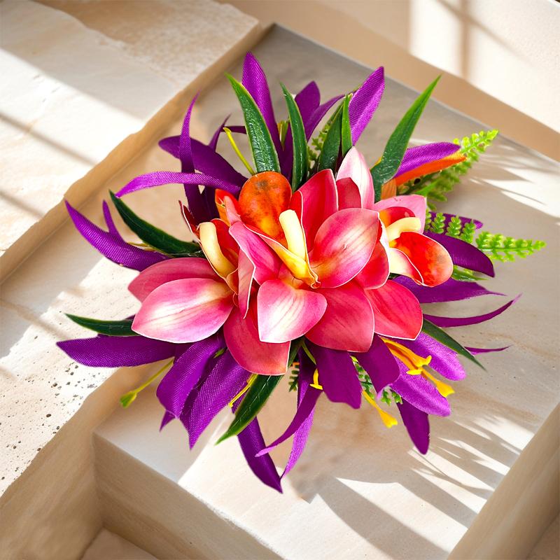 Simulated Orchid Hair Clip Lightweight Bohemian Side Hair Claw for Women Casual Beach Resort Daily Wear Gift