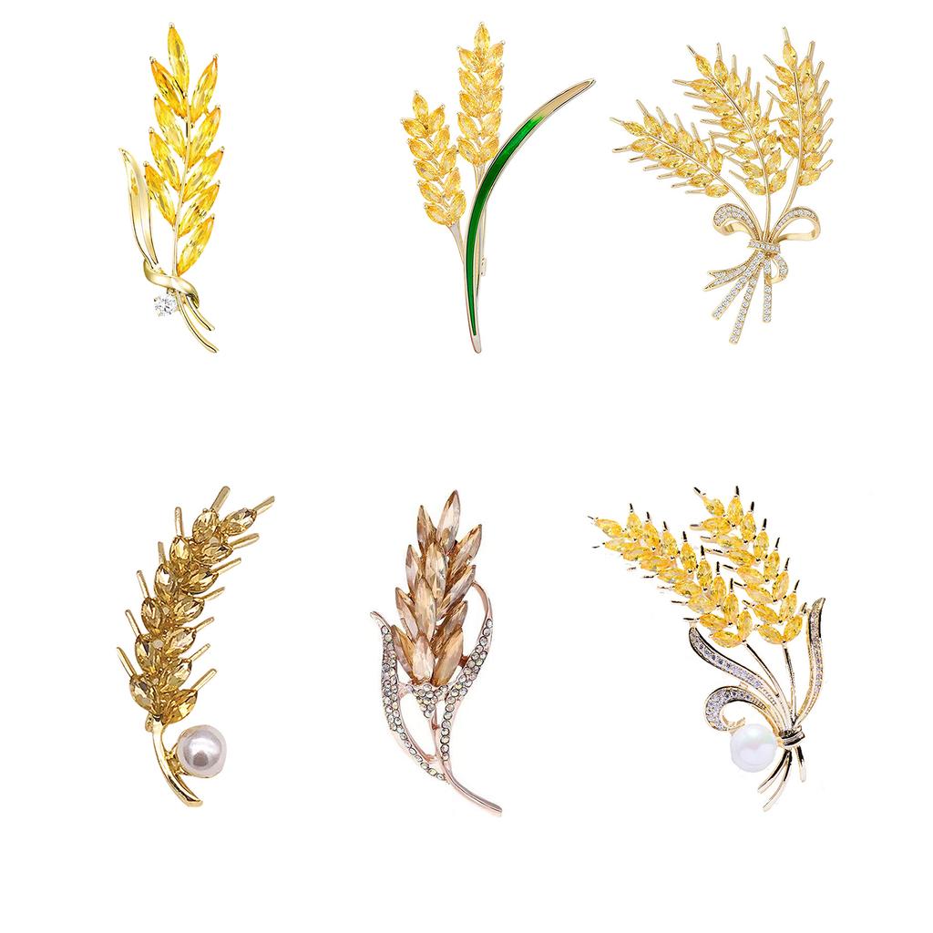 Элегантная пшеничная металлическая золотая брошь, украшение, стильная пшеничная брошь, украшение, булавка на лацкан для женского костюма или свитера