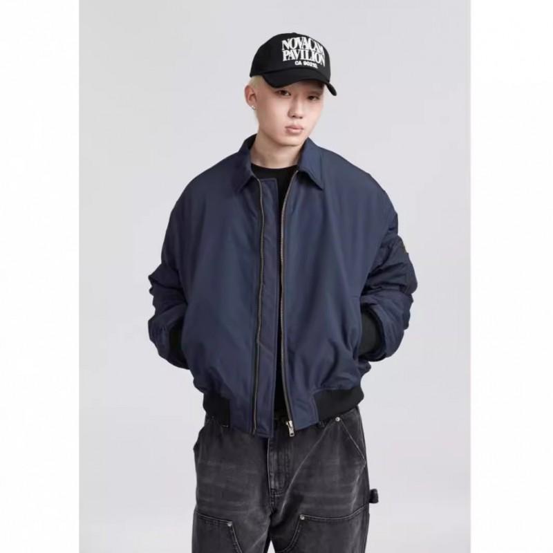 Mens Vintage MA-1 Flight Jacket Loose Fit Short Length Casual Baseball Style Outerwear