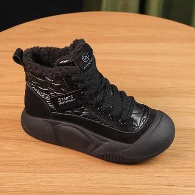 Женские высокие зимние туфли из овчины и замши с мягкой подошвой