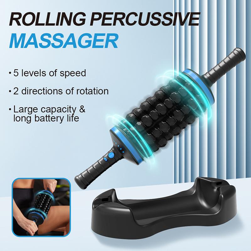 New Cordless Roller Massager Rechargeable 360 Rolling Vibrating Muscle Relaxation for Back Foot Leg Pain Relief