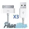 Pack of 3 USB Charger Cables Compatible with iPhone 4