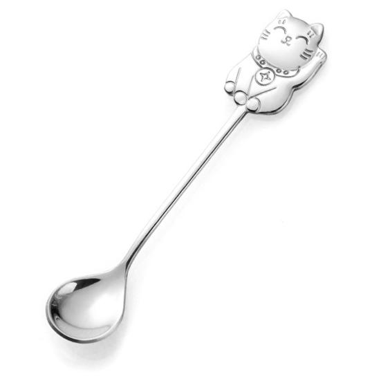 Coffee Spoon Fashion Food Grade Lightweight Dessert Spoon Round Edge Lucky Cat Coffee Spoon Tea Spoon for Home