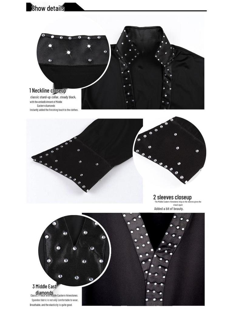 XISAA Мужская рубашка с длинным рукавом для латиноамериканских танцев