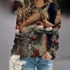 Trendy Casual Women's Tops 3d Fox Printed Round Neck Long Sleeve Shirts & Blouses Autumn & Winter Sweatshirts Female Clothes