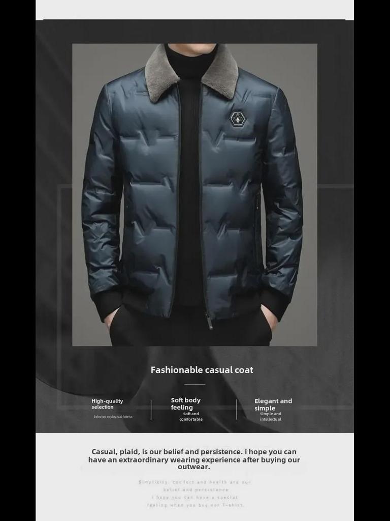 Мужское зимнее бархатное хлопковое пальто с лацканами - теплое, толстое, куртка для пап среднего и пожилого возраста