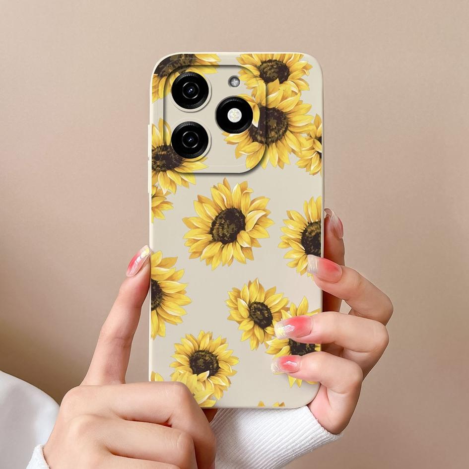 Для Tecno Camon 30 Pro Premier Itel P55 + 4G задняя крышка, чехол из жидкого мягкого силикона, роскошная ромашка-бабочка, супер противоударный защитный чехол для камеры, чехол для телефона