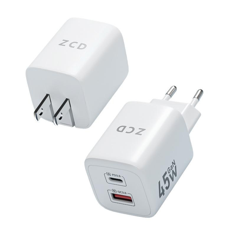 Зарядное устройство PD45W из нитрида галлия для мобильного телефона, компьютера, планшета, зарядная головка, американский/европейский адаптер питания