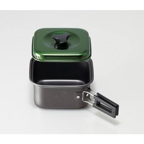 Skater Aluminum Ramen Cooker, Square Saucepan, 1.2L, Green, Perfect for Outdoor Camping, From That Land, ANC1-A