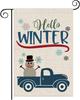 Hello Winter Baby It Is Cold Outside Garden Ag 12x18 Inches, Fome Outdoor Yard Black and White Plaid Snowman Blue Truck Ga WZZ
