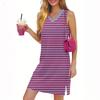 Женское повседневное модное сексуальное платье без рукавов с V-образным вырезом и разрезом по низу в полоску