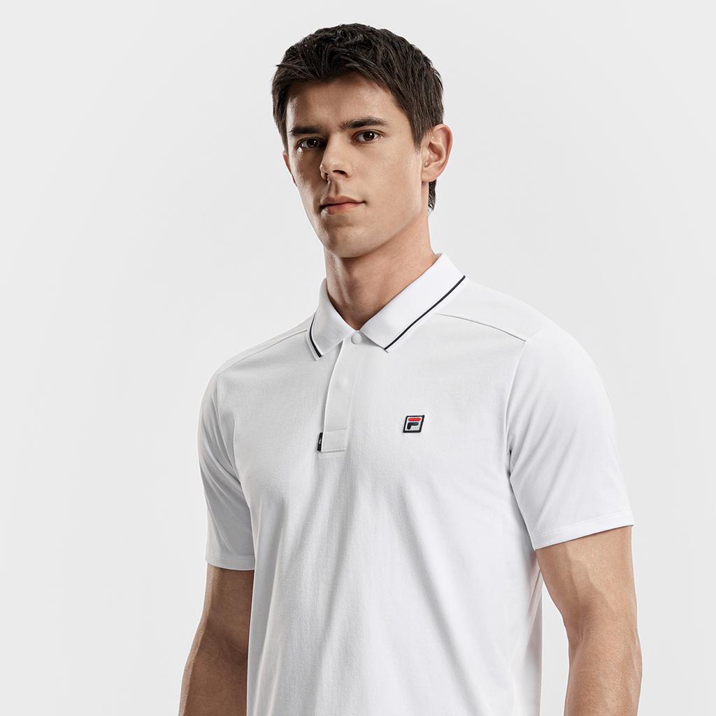 Fila Теннис Классический Мода Простой Ретро Спортивный Повседневный Универсальный Удобный Вязаный Короткий Рукав Поло Мужские топы Нефритово-Белый A11M613101FWT