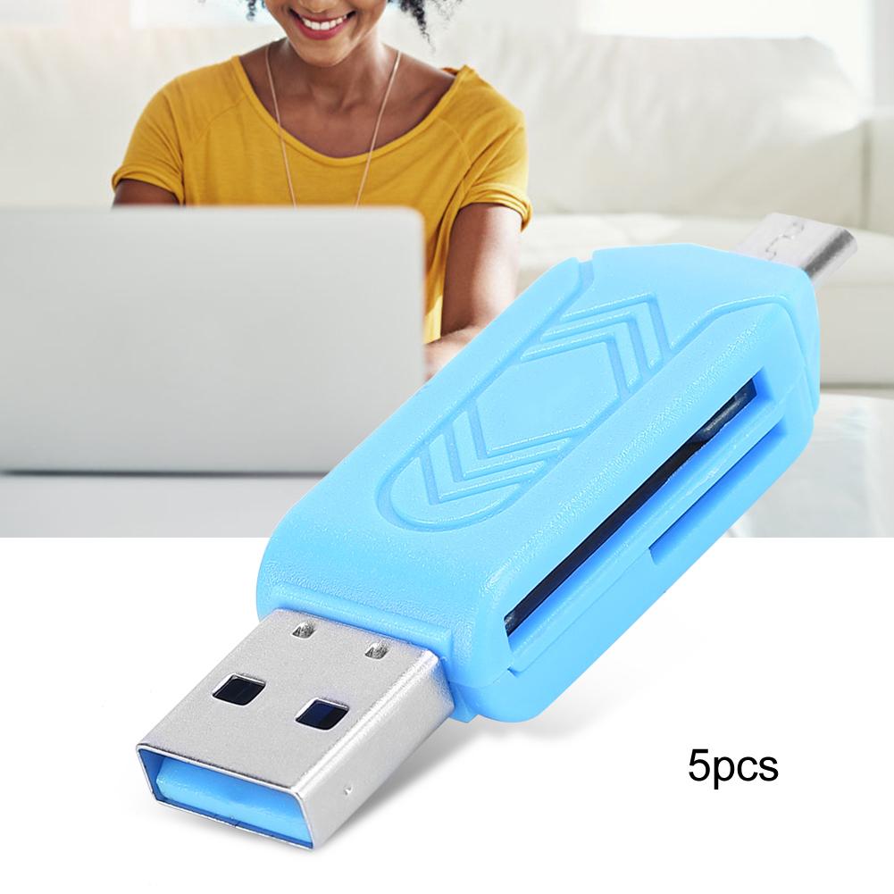 5 шт. USB2.0 мобильный телефон компьютер двойного назначения для OTG кард-ридер поддержка для Android Xiaomi(синий )