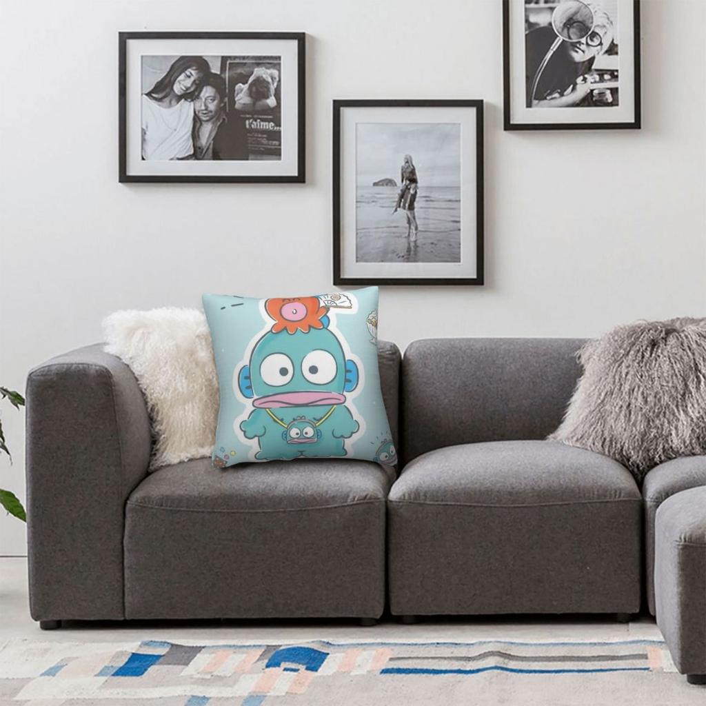 Hangyodon Cartoon Pillowcase Printing Polyester Cushion Cover Decoration Throw Pillow Case Cover Home Zippered 45*45Cm