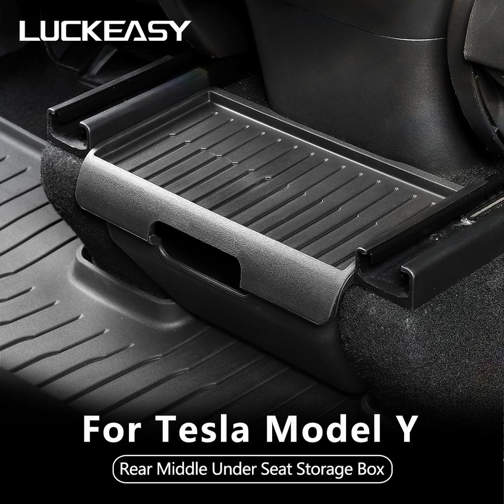 LUCKEASY For Tesla Model Y - The Driver And Passenger Seats Rear Middle Storage Box Under Seat Trash Box Car