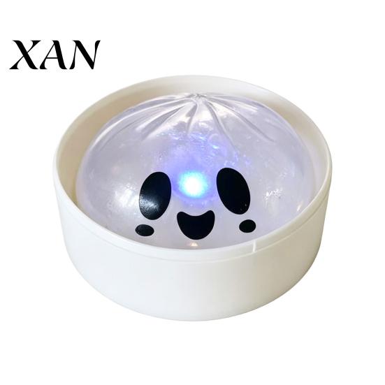 Fun Desk Toys Halloween Glitter Dumpling Squeeze Toy, Spooky Ghost Pumpkin with Steamer, Cute Toy Slow Rising Bun Fidget LED Light for Anxiety Stress