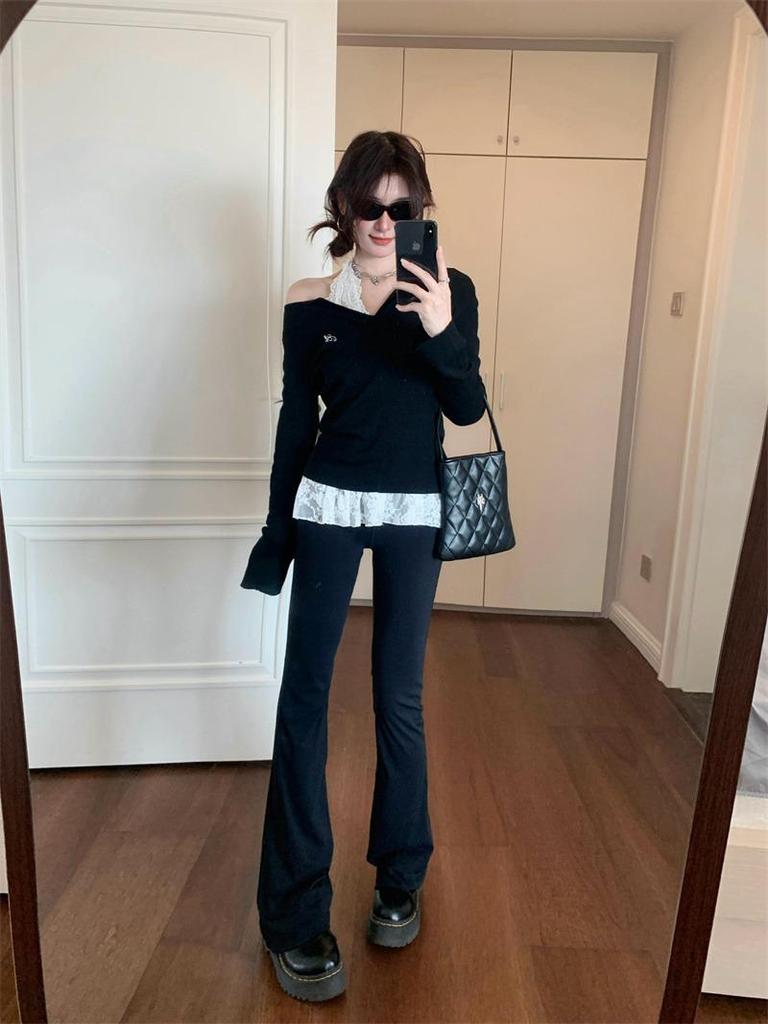 Женский свитер Sweet & Spicy Chic с вышивкой, утягивающий, черный, с длинными рукавами, для ранней осени