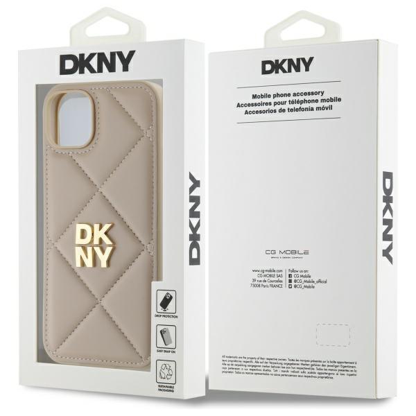 Dkny Dkhcp15Mpqdsle iPhone 15 Plus 6.7 Бежевый/Beige Стеганый Сложенный Логотип