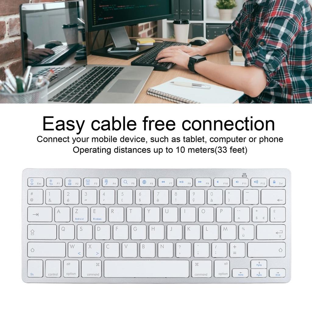 Беспроводная Bluetooth-клавиатура, немецкая, французская, испанская, итальянская, англоязычная двуязычная клавиатура, ультратонкая беспроводная Bluetooth-клавиатура для ПК и ноутбука