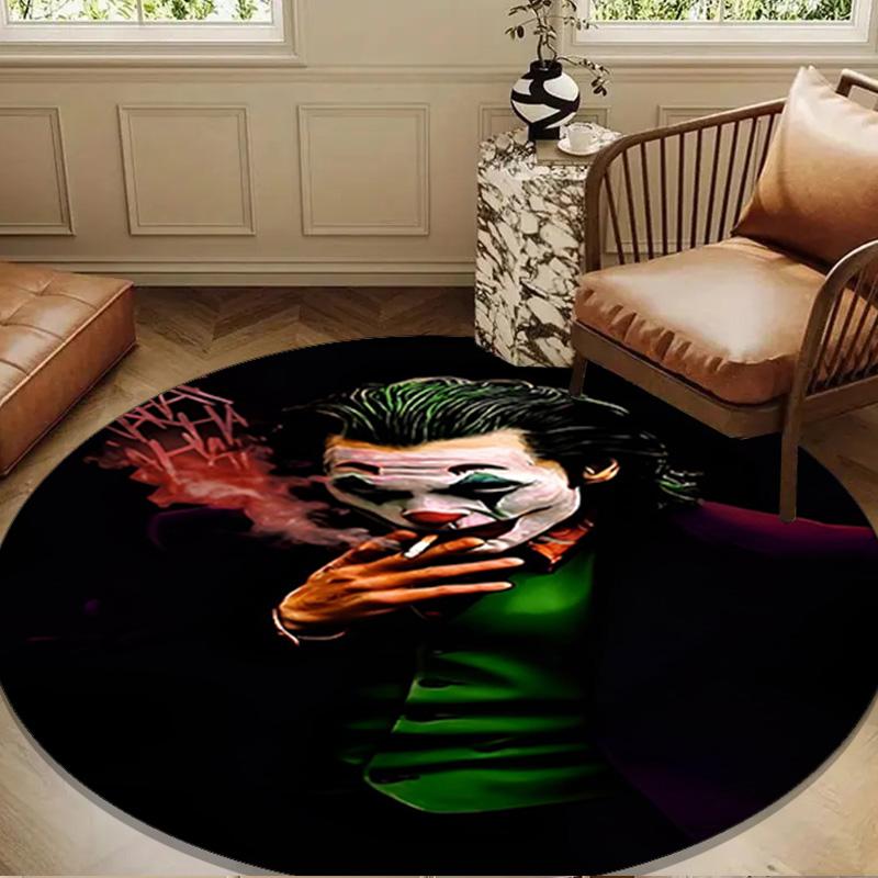 Jo-ker In Green Suit Round Rug for Livingroom,Bedroom, Palyroom, Chair Rug, Area rug, Circle Carpet, Large Size Decor Fan Christmas gift