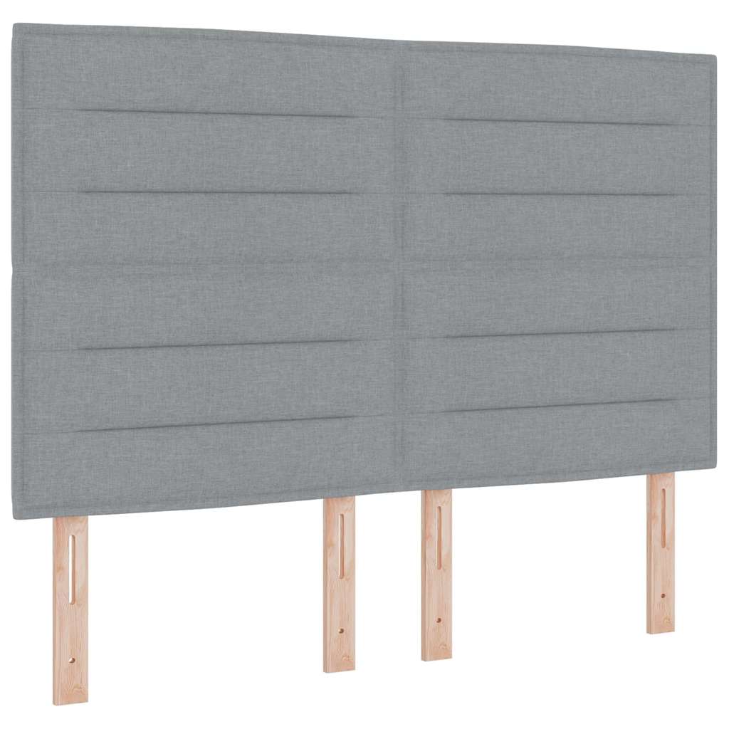Box Spring Bed with Mattress and LED Lights Light Grey 140 x 200 cm Fabric