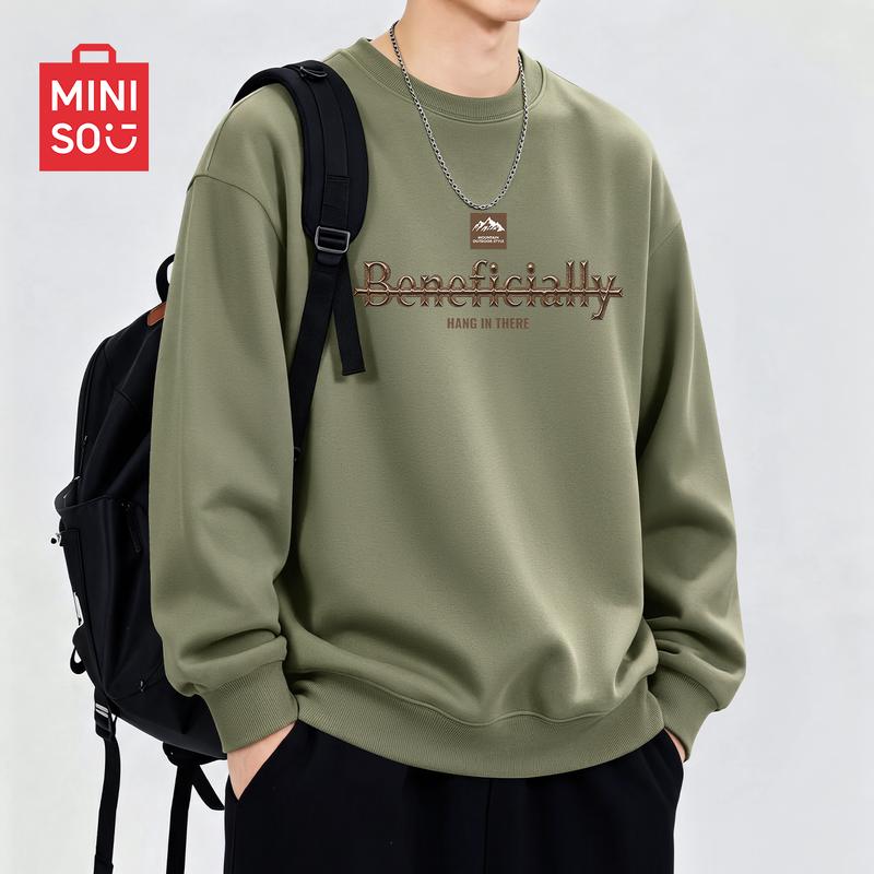 MINISO Men's American Casual Loose-Fit Crewneck Sweatshirt