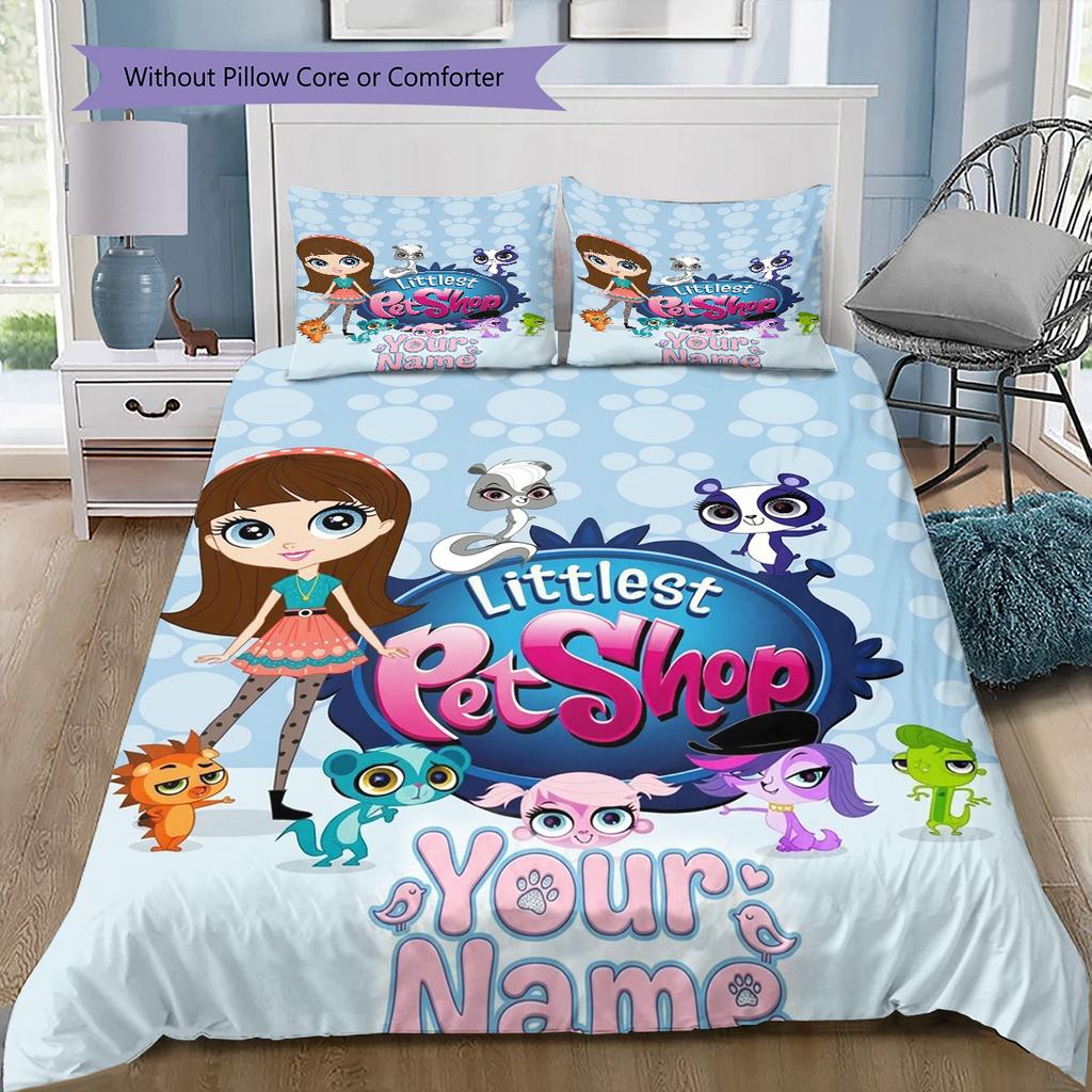 Littlest Pet Shop Custom Name Pattern Bedding Quilt Set Quilt Cover Pillowcase Home Birthday Gift(1 * duvet cover + 2 * pillowcase, without core)