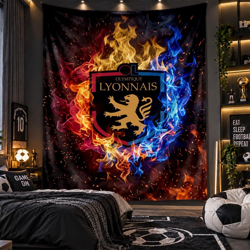Wall Hanging Tapestry Lyon FC Print Cloth for Living Room Bedroom Home Decor