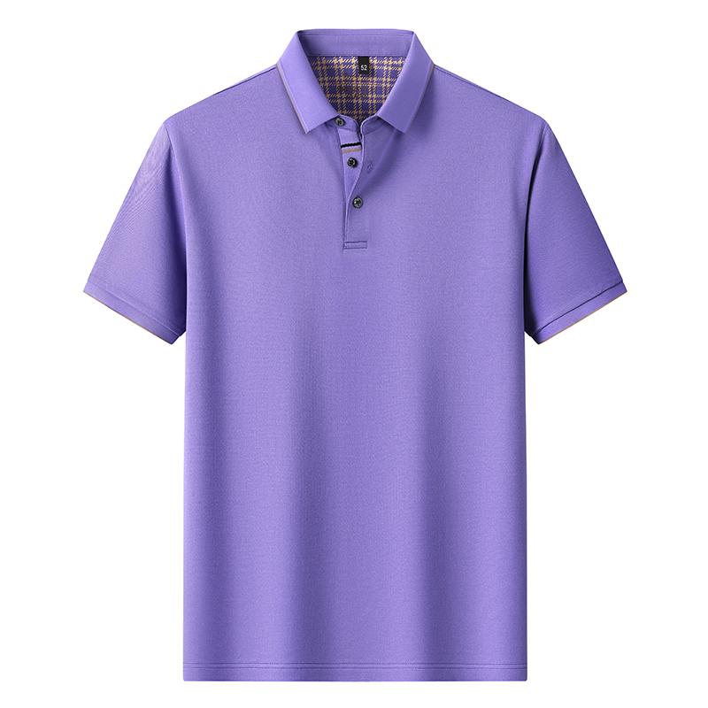 2025 новая летняя мужская однотонная футболка с короткими рукавами из шелка тутового дерева с лацканами, рубашка поло для отдыха