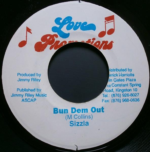 7-дюймовая пластинка SIZZLA Bun Dem Out NONE Love Promotions 2000 Ямайка Регги Ска Даб Б/у
