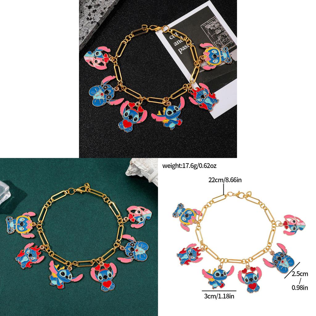Stitch Cartoon Charm Bracelet For Girls With Zinc Alloy Finish Perfect For Friendship Gift