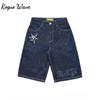 RogueWave Y2K Shorts Harajuku Hip Hop Printing Baggy Denim Gym Shorts Summer New Men and Women Gothic Basketball Shorts Streetwear