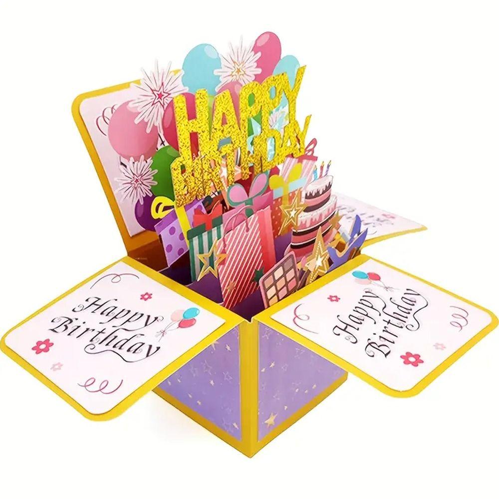Wishing 3D Pop Up Birthday Greeting Card Colorful Flower Butterfly Mother's Day Cards Birthday