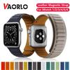 VAORLO Высококачественный кожаный ремешок для часов Apple, ремешок для часов 44 мм, 40 мм, 38 мм, 42 мм, оригинальный браслет с магнитной петлей для часов iWatch seires 3 5 4 6 SE