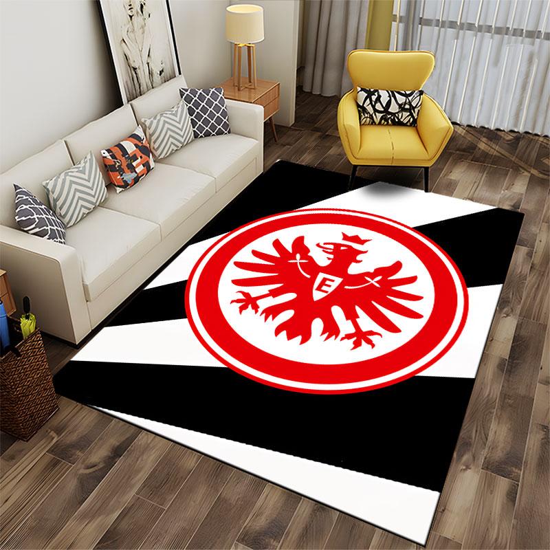 Red Eagle Emblem on Stripes Carpet suitable as a non-slip mat for the living room or bedroom sofa
