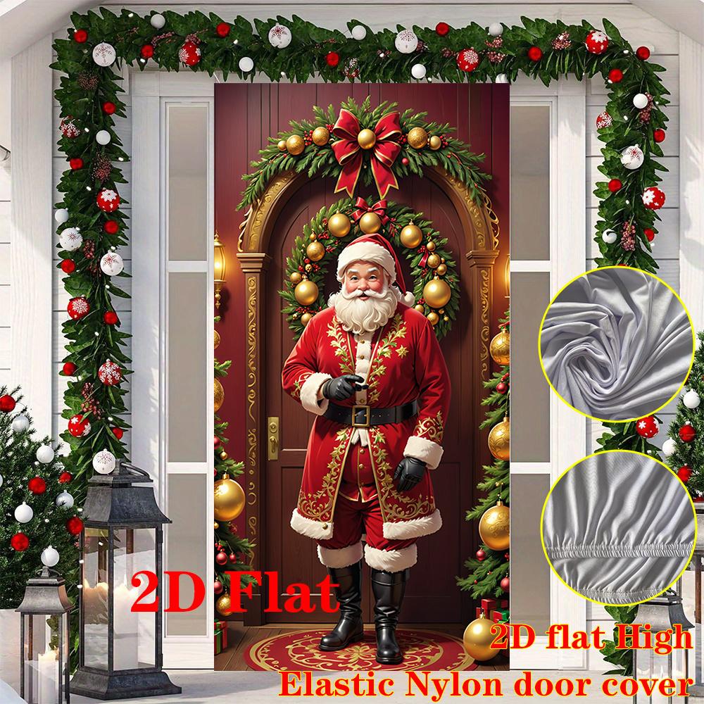 2D flat, 2D flat Christmas door decoration, the first choice for holiday entrances, high-definition Santa Claus patterns