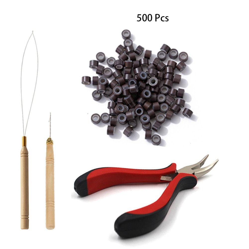 Hook Needle 500pcs Micro Ring Beads Crochet Hook Micro Beads Plier for Hair Extensions