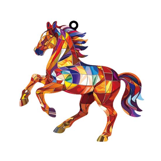Christmas Horse Ornaments 2D Acrylic Colorful Horse Ornament for Christmas Tree Equestrian Gifts for Women Horse Lovers