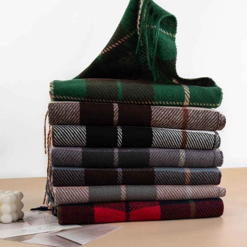 Клетчатый шарф Женский Осенне-зимний Новый Универсальный Утолщенный Шаль в британском стиле Высококлассная Атмосфера Теплый Шарф