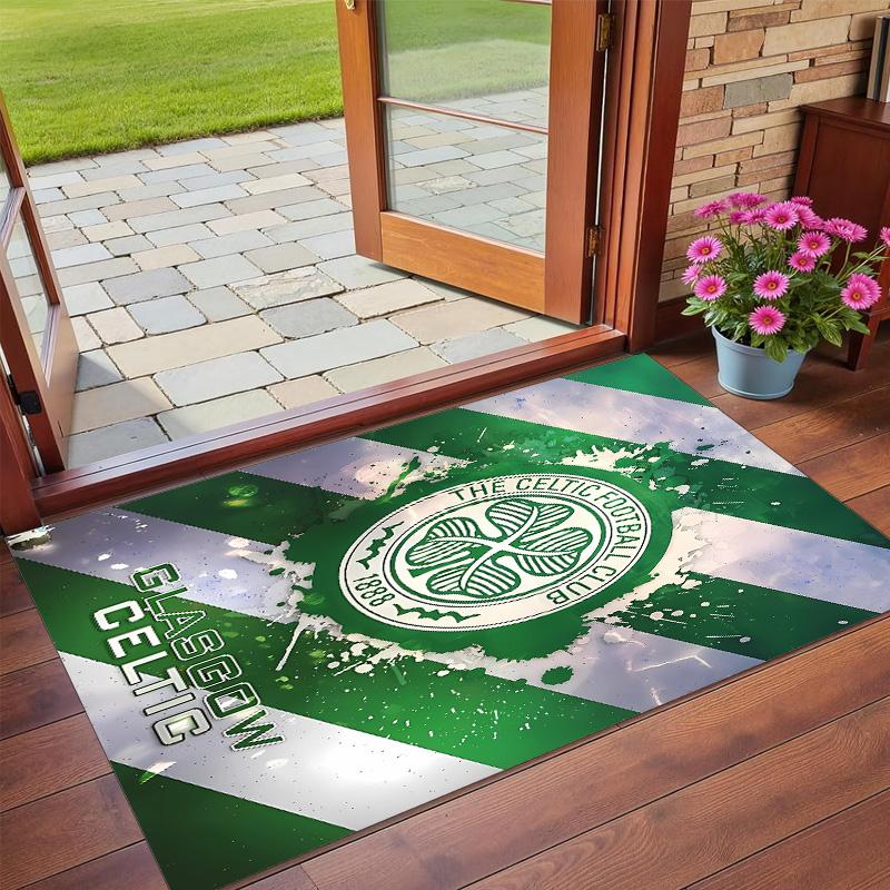Anti‑Slip Crystal Velvet Floor Rug, Celtic FC Design Carpet for Indoor Living Bedroom Home Decoration