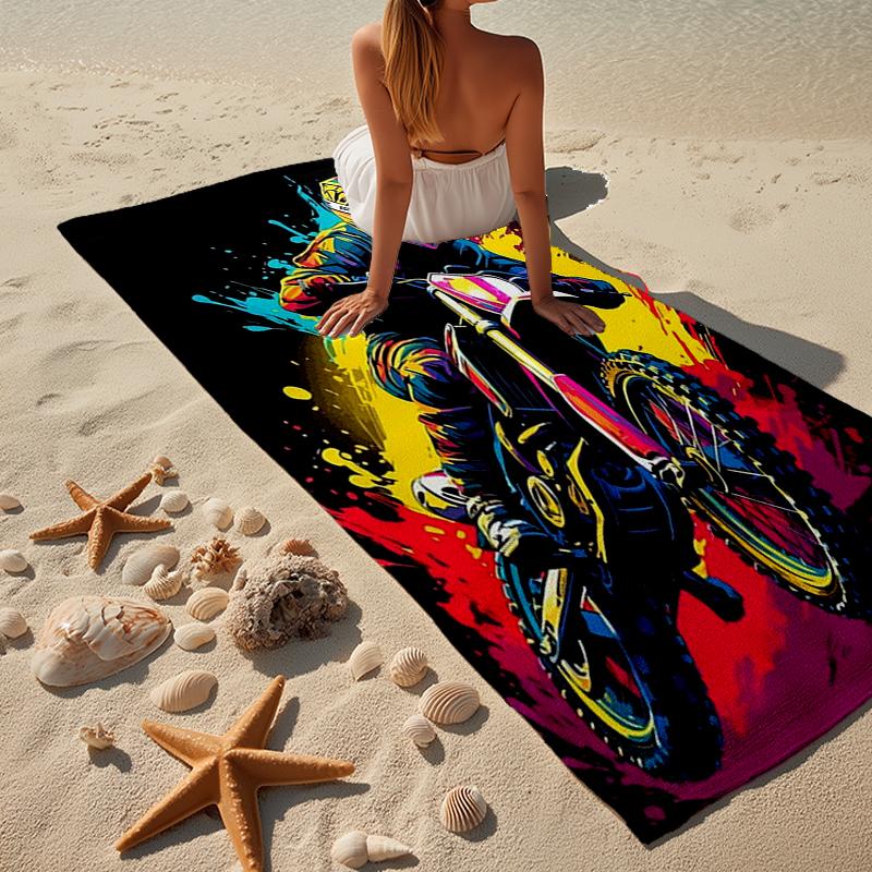 Motocross Rider In Action Beach Towel, Super Soft Microfiber, Gift for Her/Him, Birthday, for Pool, Beach, Travel, Home Decor Fan gifts