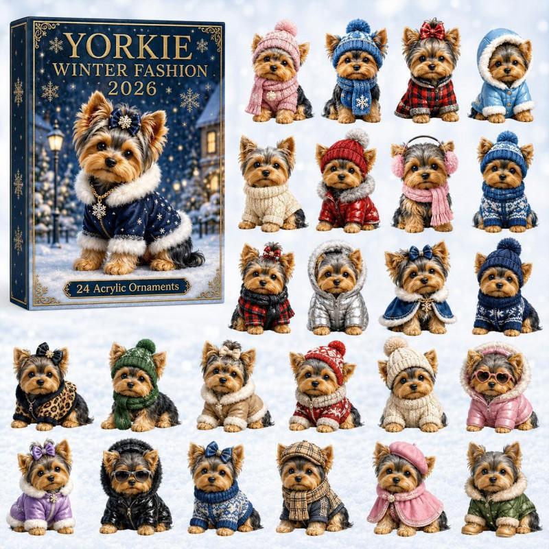 2026 Dog-Themed Christmas Advent Calendar Acrylic Blind Box Gift Kids Adults Decorative Hanging Ornament