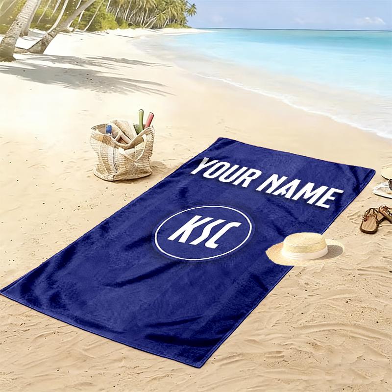 Custom Name Karlsruher Sc Print Beach Towel, Large Soft Quick Dry Towel for Beach Camping Swimming