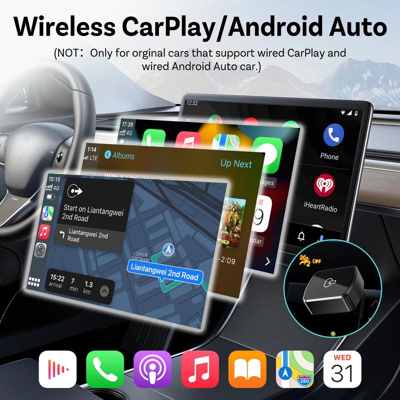 Wireless CarPlay Android Auto Adapter Smart Mini Box 5.8GHz WiFi 6 USB Dongle Smart Mini Box Plug Play For 98% OME Wired Cars