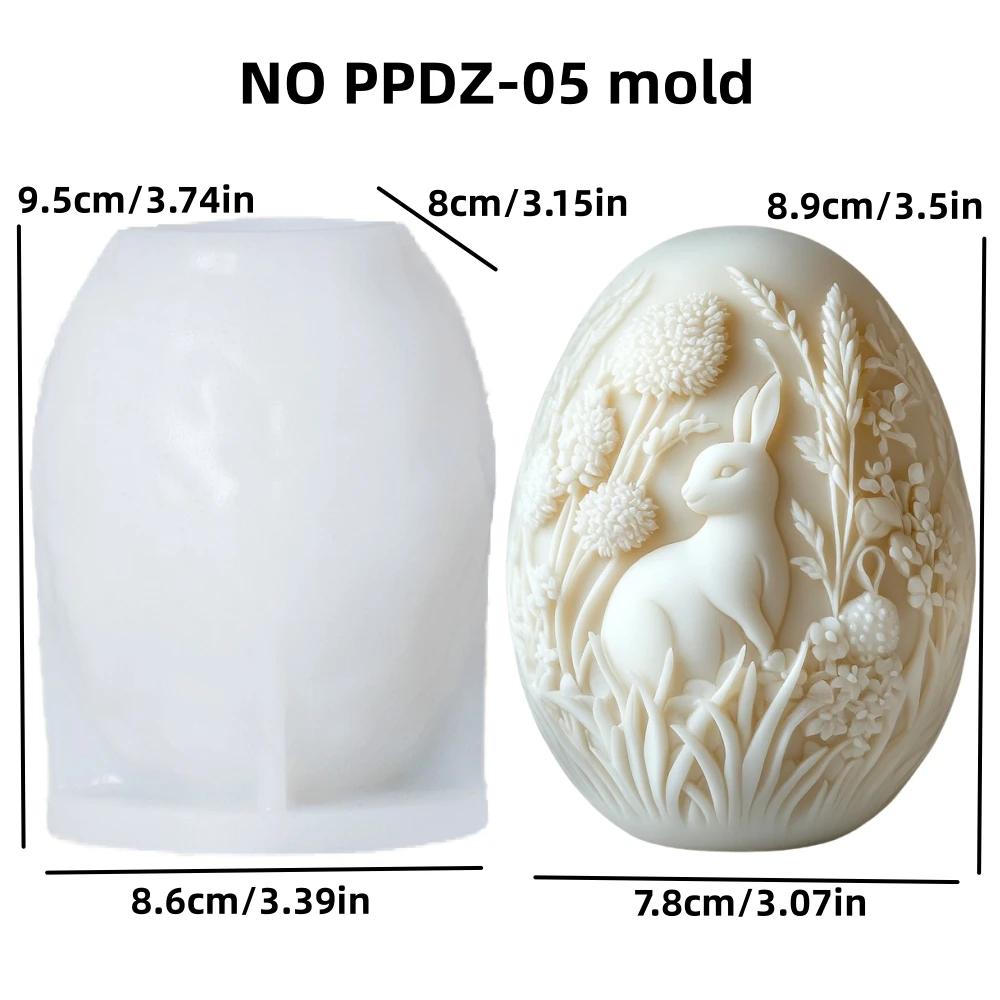 Форма силиконовая для свечи 'Яйцо Кролик Цветок' Цветок Кролик Тиснение Формы для свечей 'Яйцо' Пасхальное яйцо Гипс Смола Форма Роза Кролик Яйца