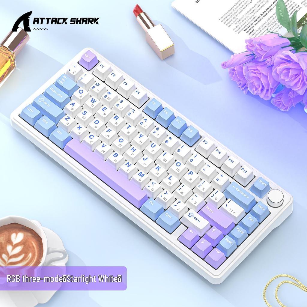 Игровая беспроводная механическая клавиатура Attack Shark X85 Russian RGB, трехрежимный Bluetooth, с возможностью горячей замены